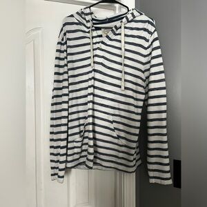 Blue and white striped light weight hoodie medium